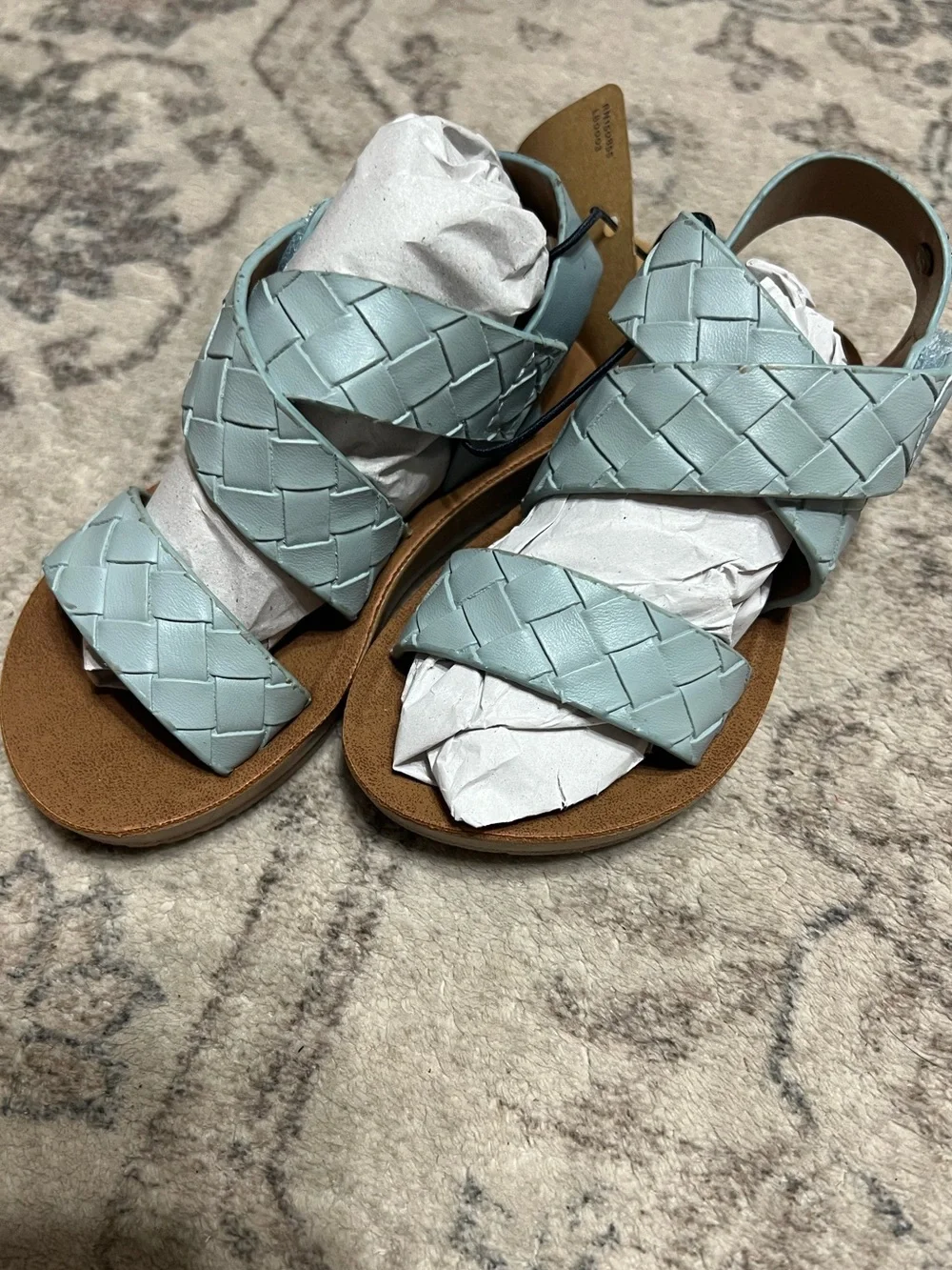 Lucky Brand Light Blue Woven Strappy Flat Sandals & Grace sandals in sage green
